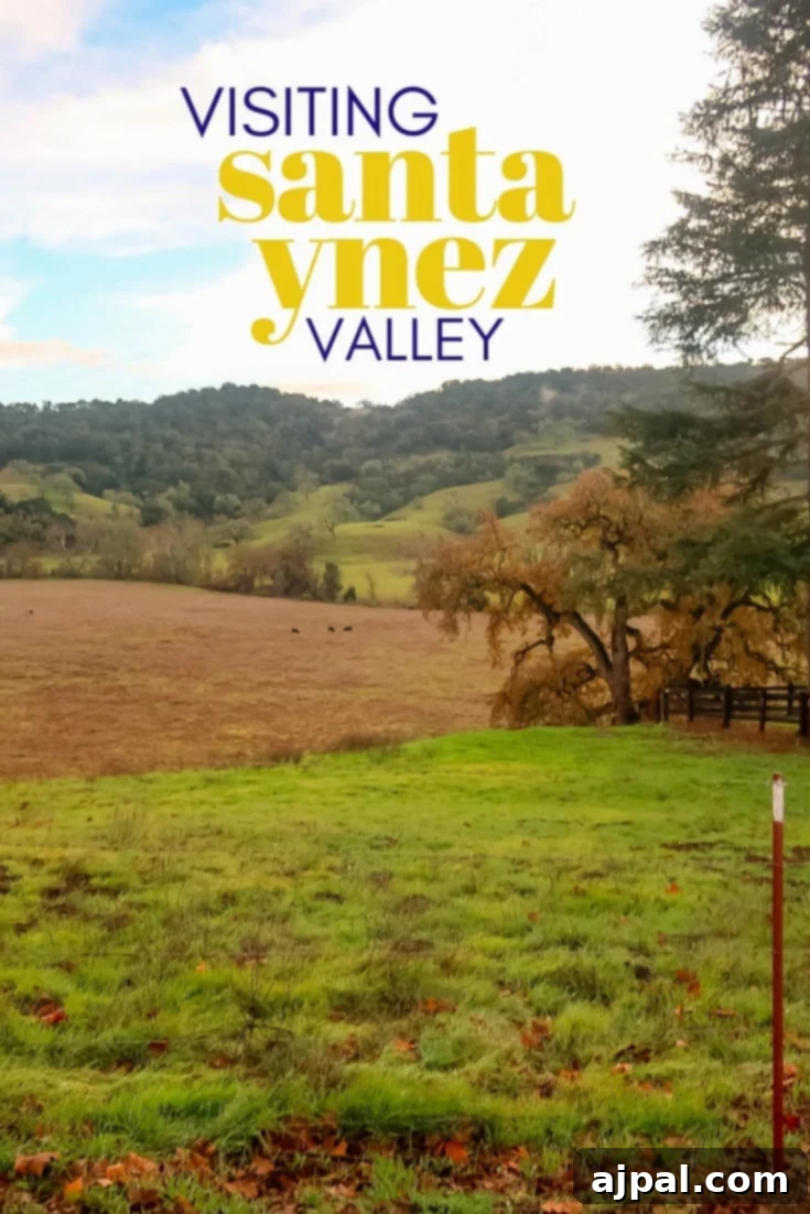 Idyllic Santa Ynez Valley Getaway 2 Visiting enchanting wineries in California's Santa Ynez Valley, surrounded by rolling hills and vineyards.
