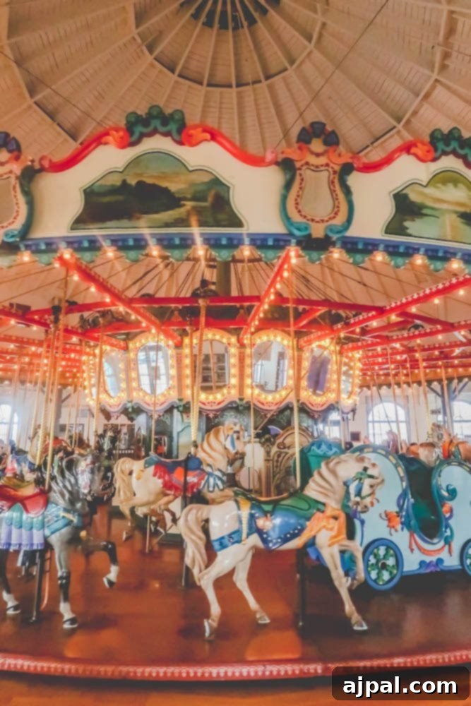 An amusement park carousel located in Santa Monica.