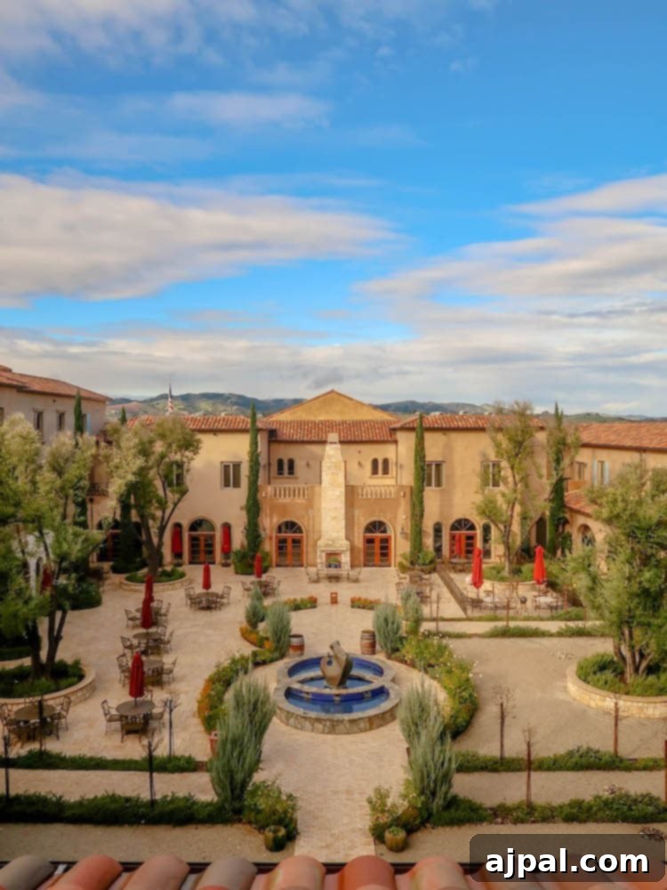What to do in Paso Robles: Explore a courtyard with a fountain in the middle.