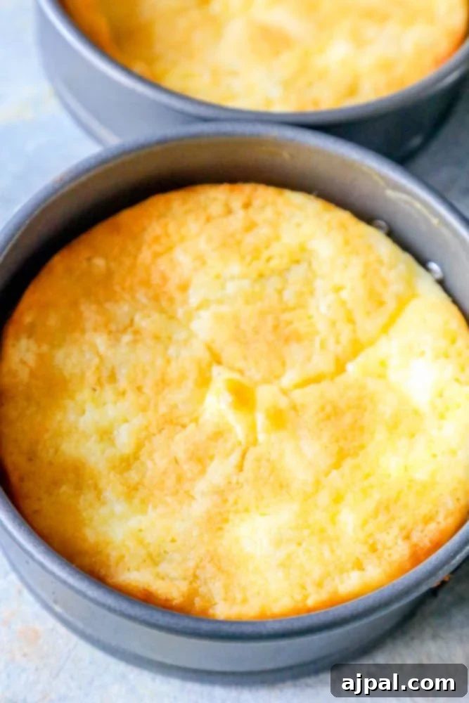 Two golden-brown keto butter cakes, perfectly baked and cooling on a wire rack on a kitchen counter, ready to be sliced and enjoyed.