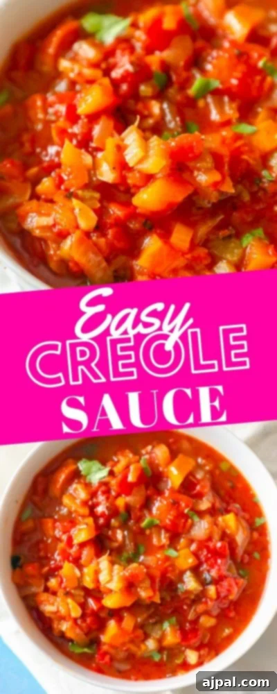 Easy Homemade Creole Sauce 7 A tantalizing image of the Easy One Pot Creole Sauce, showcasing its rich texture and vibrant colors in a serving bowl.
