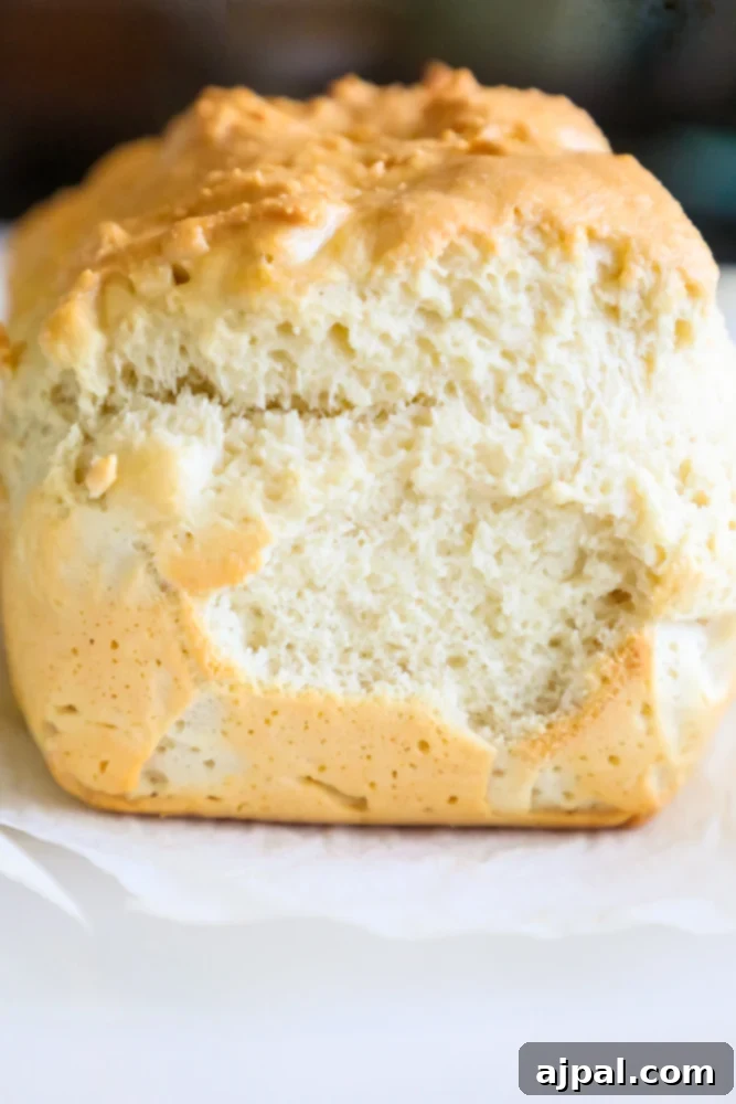 Effortless Keto Sandwich Loaf 8 A close up of Keto Bread Recipe, showcasing its appealing texture and golden crust.