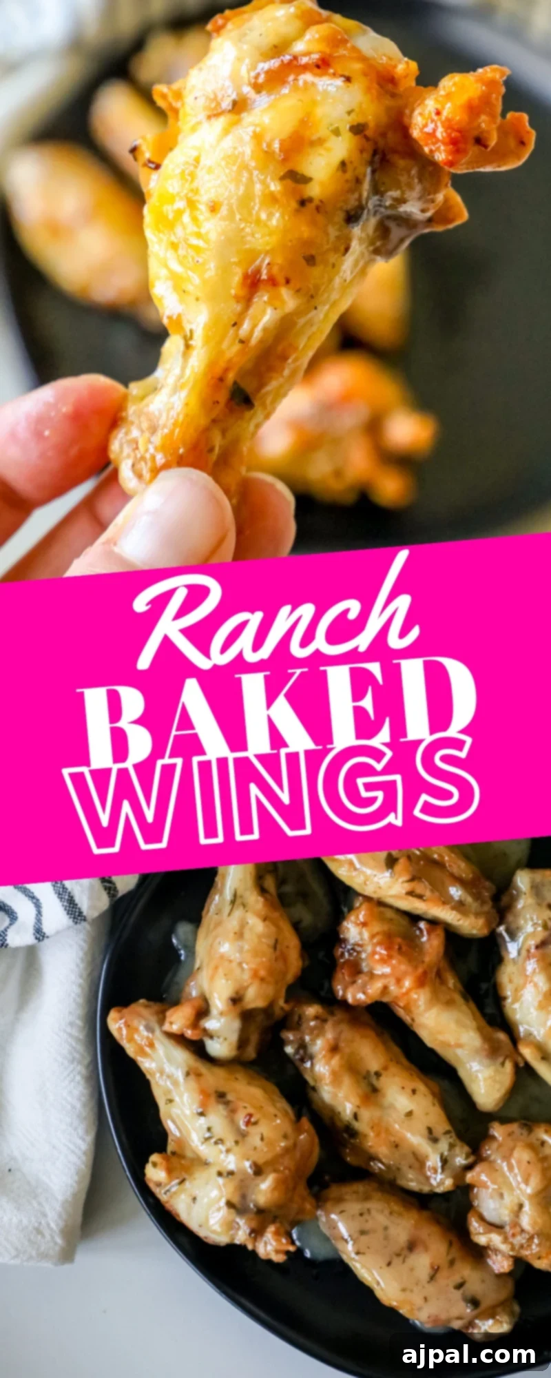Crispy Ranch Baked Chicken Wings 6 Keto ranch chicken wings served on a plate.