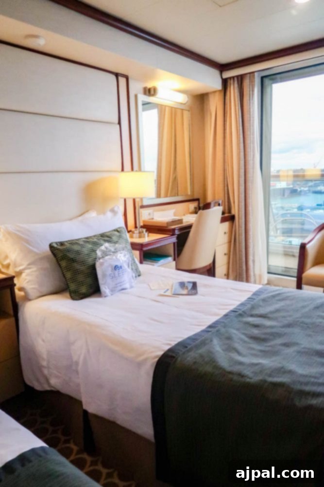 A luxurious stateroom onboard the Royal Princess Cruise, offering comfort and style for MedallionClass guests.