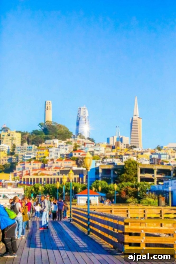 Golden State Wanderlust 11 San Francisco, CA, featuring a view of Fisherman's Wharf and the bustling bay, a quintessential stop on a California road trip.