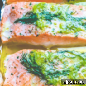 Baked Dill Salmon fillets in foil with a delicious dill sauce.