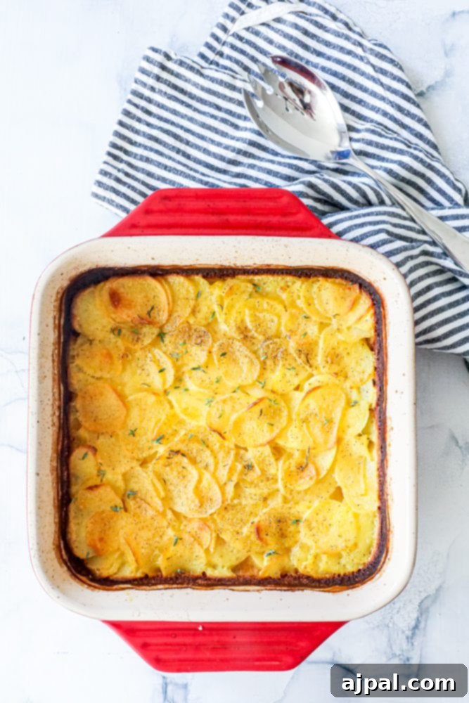 A cheesy casserole dish with potatoes.
