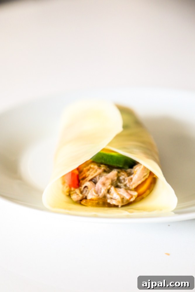 Zesty Green Chile Pork Carnitas 8 A delicious cheese wrap filled with savory pork and vibrant toppings, showcasing the versatility of carnitas.