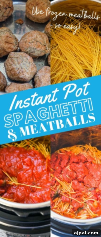 Picture of a perfectly cooked Instant Pot spaghetti and meatballs