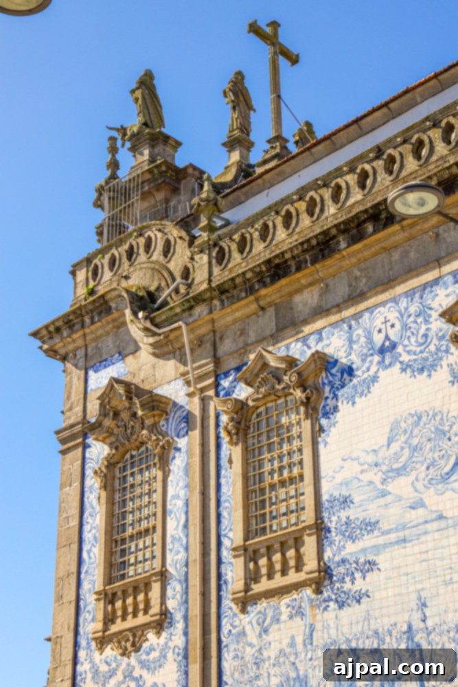 Crafting the Perfect Port and Tonic 19 A stunning church in Porto, Portugal, adorned with beautiful blue painted tiles, showcasing the city's iconic azulejo artistry.
