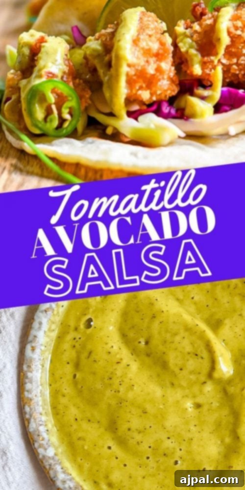 Fresh Avocado Tomatillo Salsa Recipe 7 picture of tacos covered in green salsa