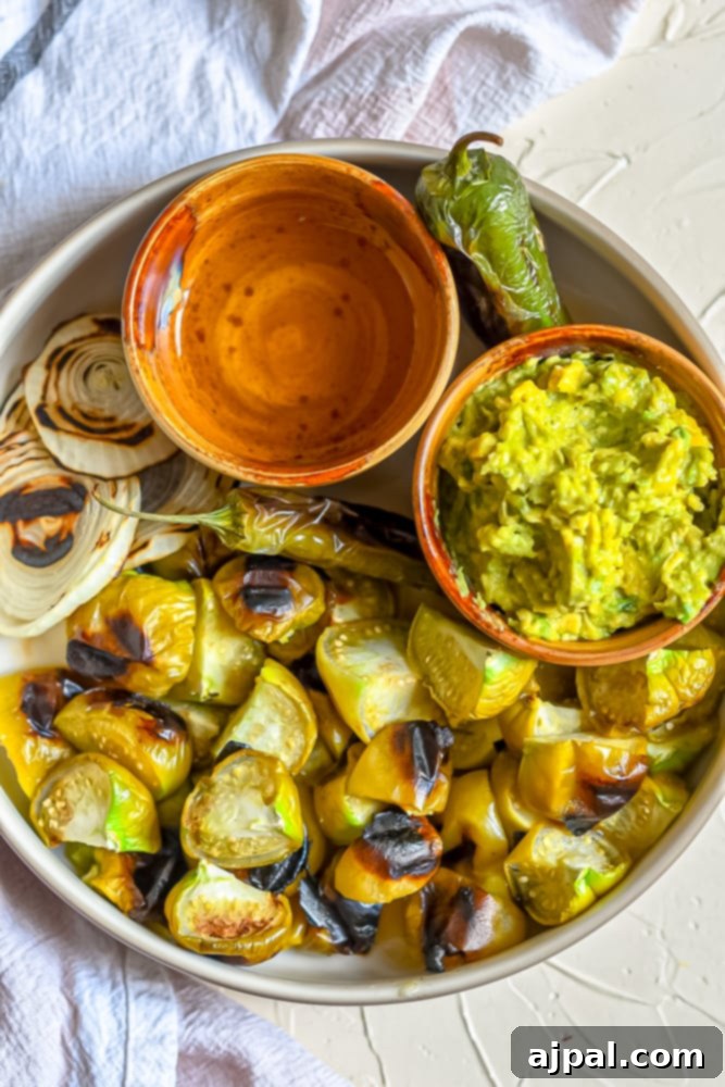 Fresh Avocado Tomatillo Salsa Recipe 4 picture of fire roasted vegetables in a bowl