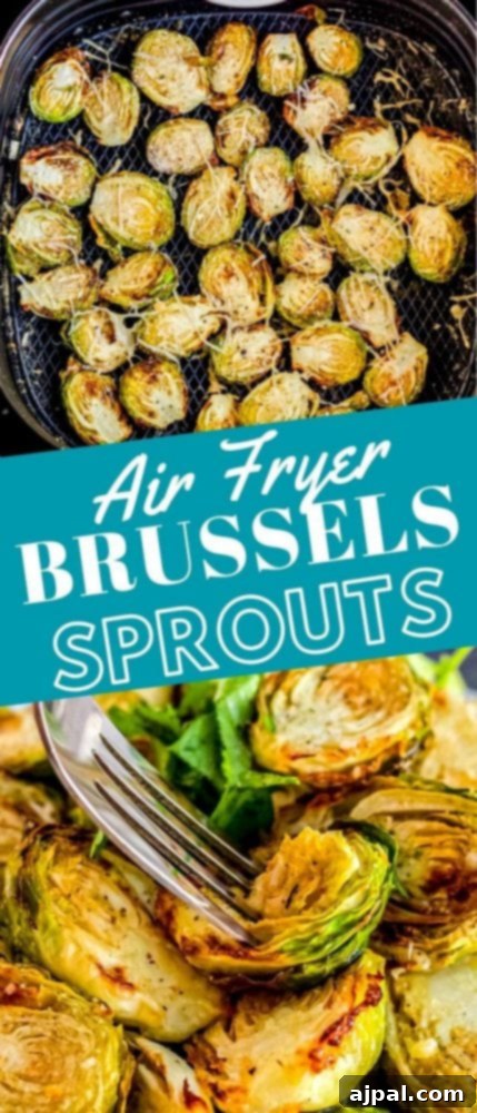 cooked browned brussels sprouts in a bowl with parsley, some in an air fryer basket