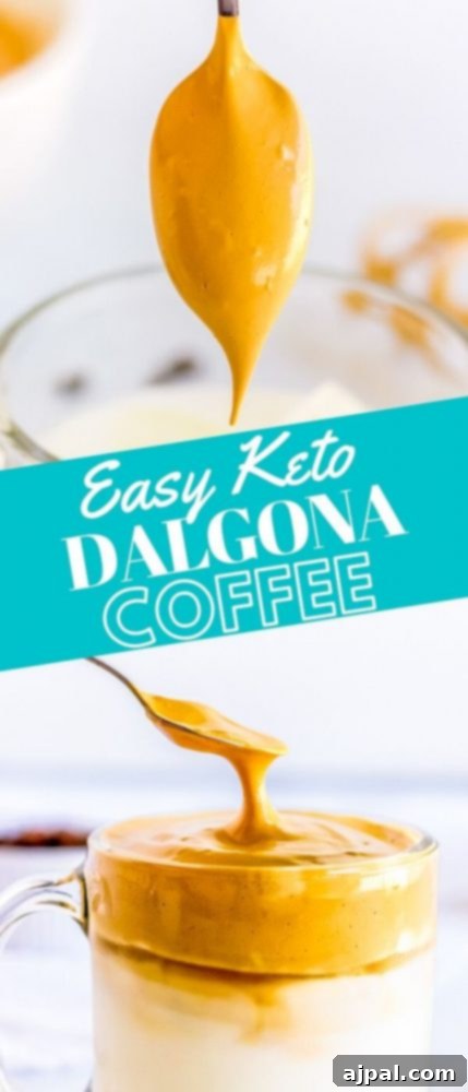 Easy keto Dalgona coffee recipe ready to be enjoyed.