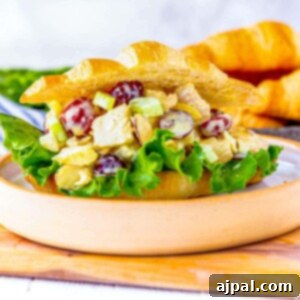A flavorful chicken salad sandwich on a plate.