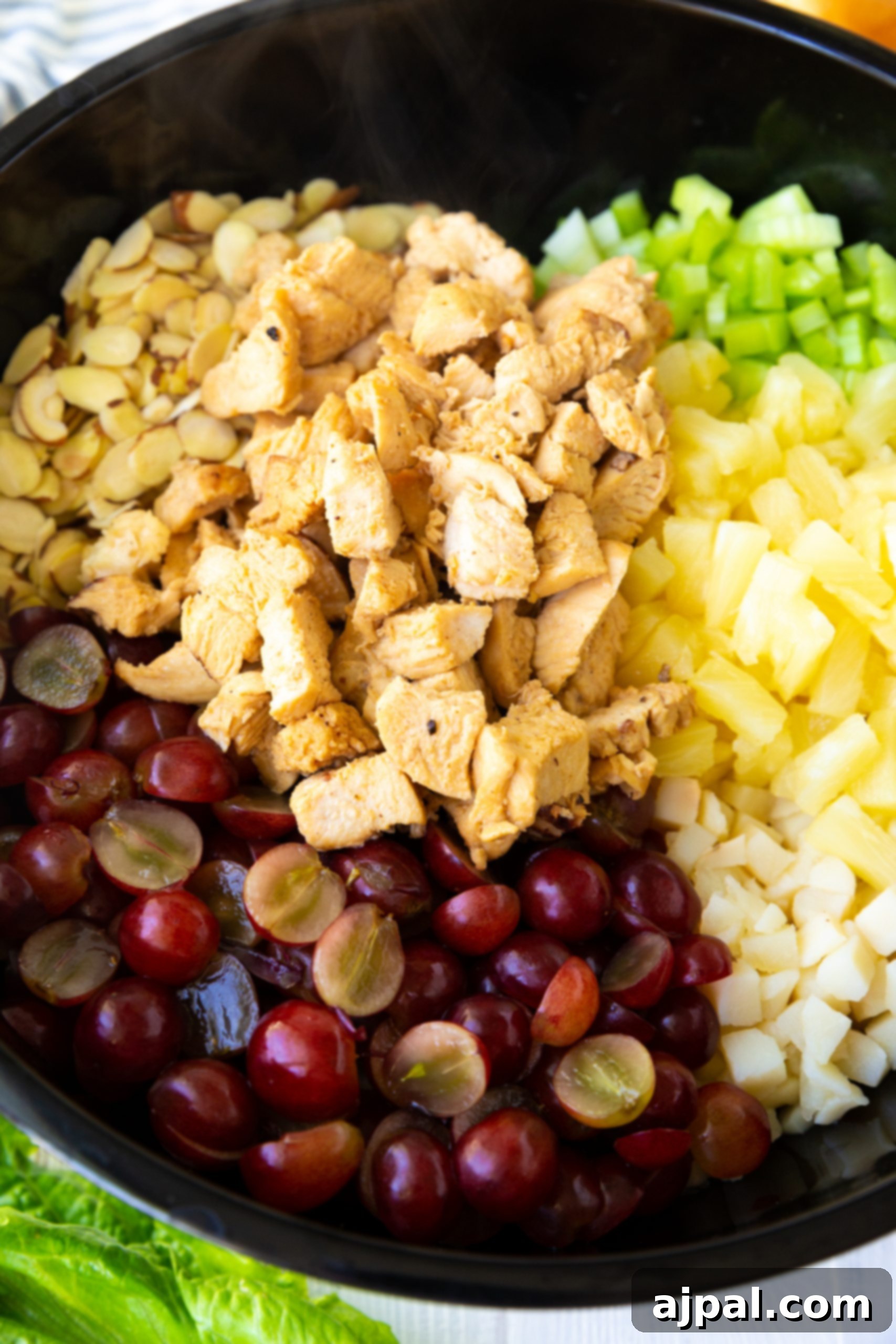 picture of chicken salad ingredients in a bowl