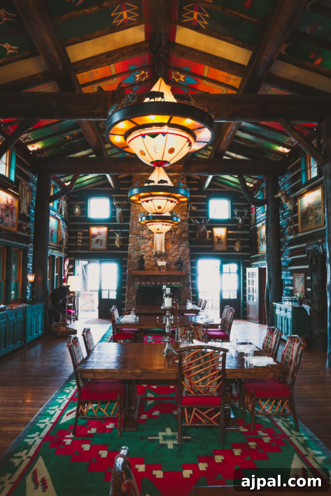 The rustic yet elegant Western-style dining hall at Cloud Camp.