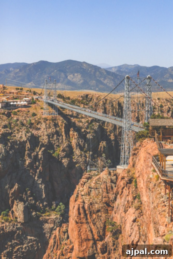 The impressive Royal Gorge Bridge spanning the dramatic canyon in Colorado.