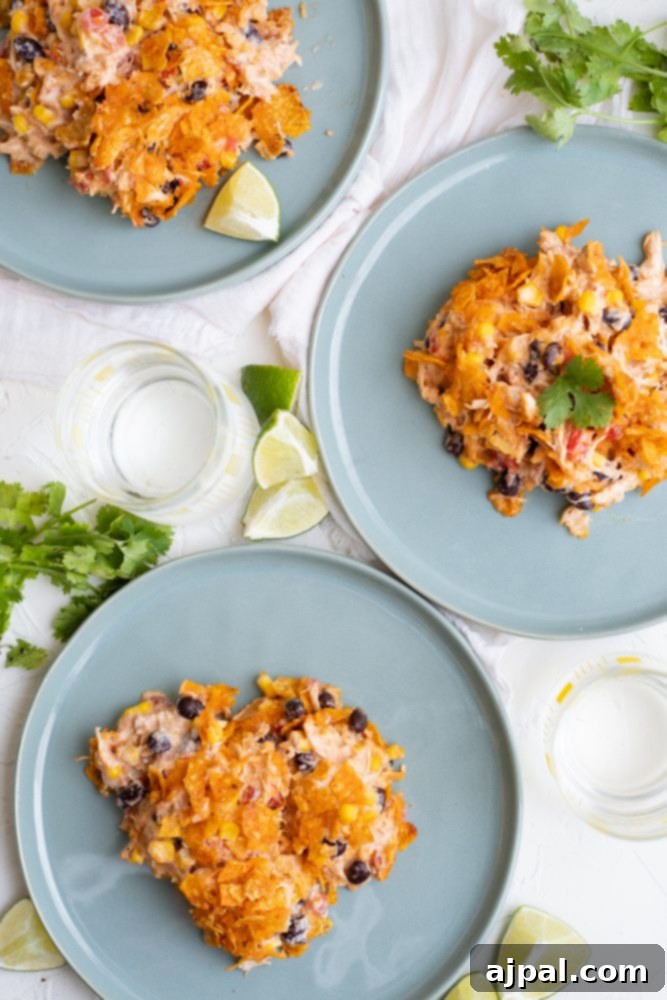 Crunchy Doritos Chicken Casserole 2 picture of doritos chicken caserole on a plate