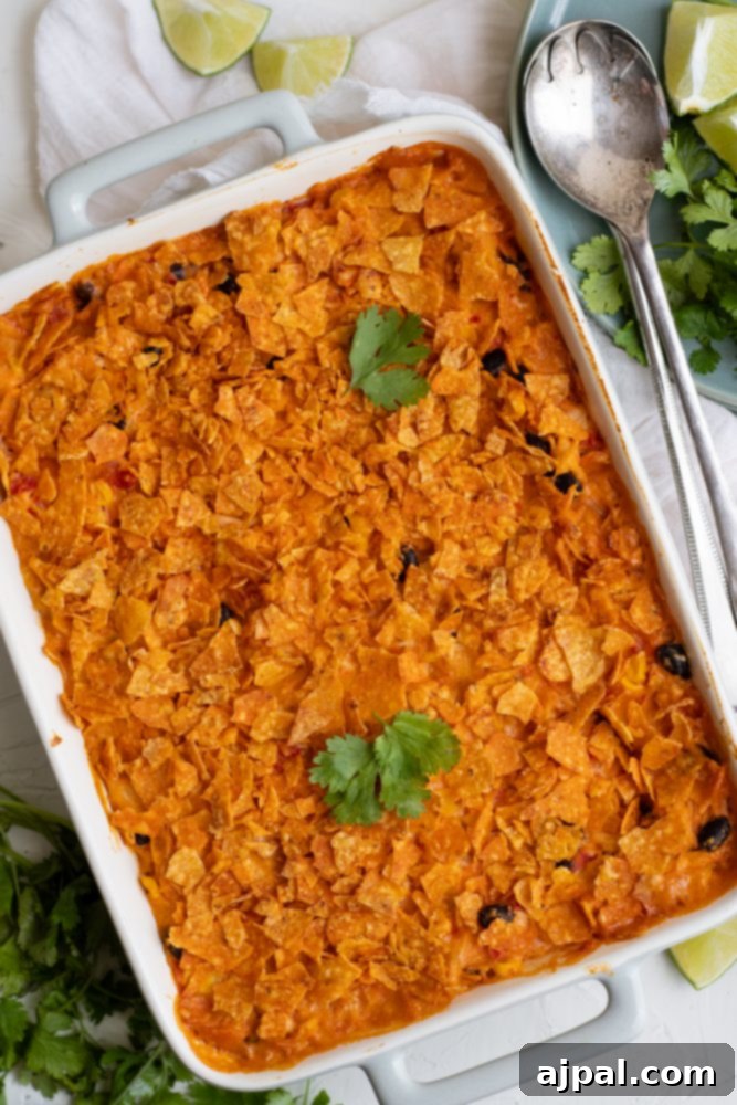 Crunchy Doritos Chicken Casserole 3 picture of doritos chicken caserole on a plate