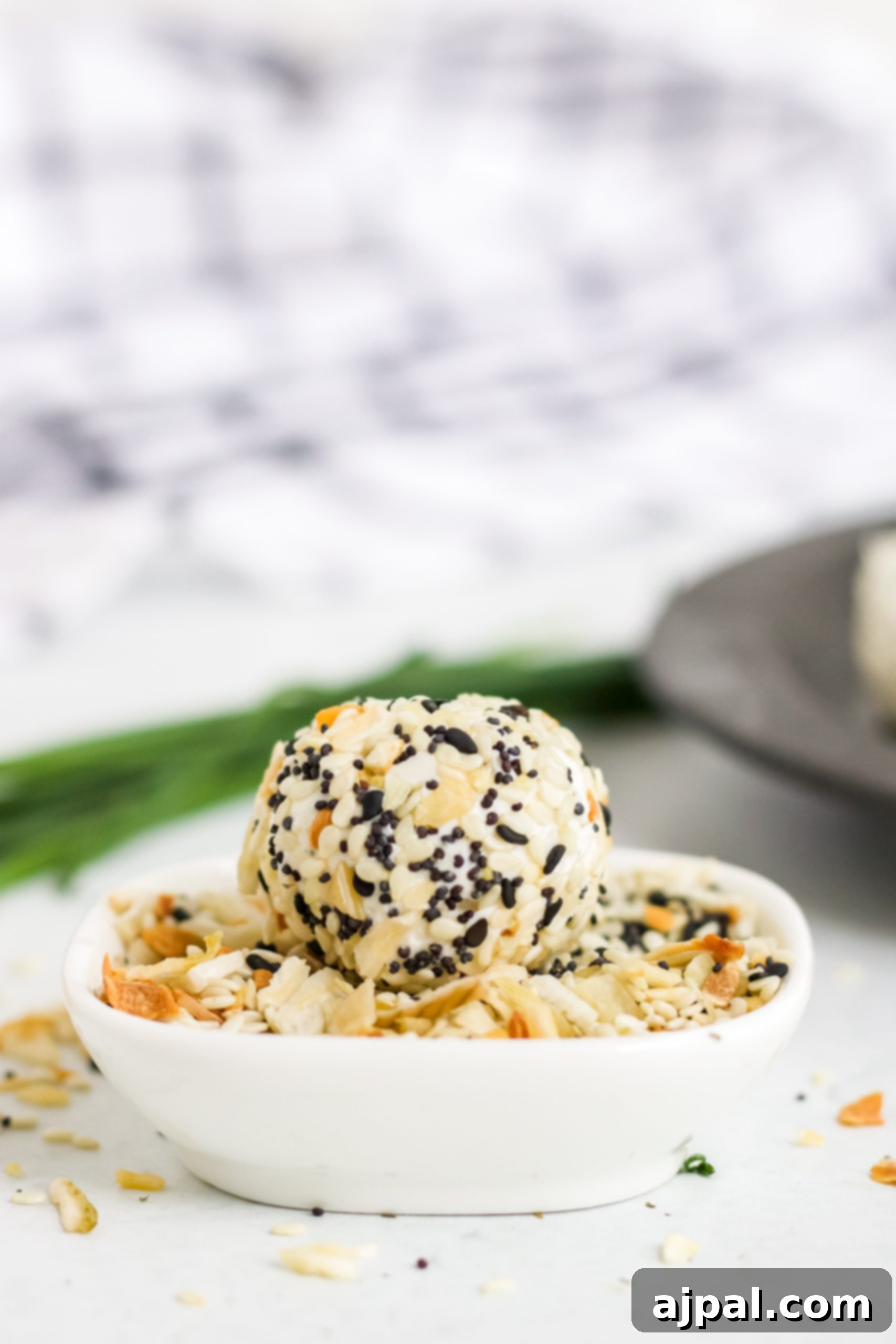 Savory Keto Everything Bagel Fat Bomb 9 A plate of everything fat bomb sesame balls.