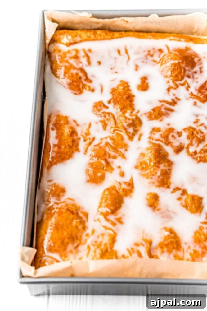 baked glazed pastry over cheesecake in a pan