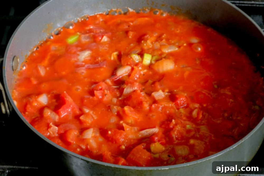 Homemade Swiss Steak: A Step-by-Step Guide 5 tomato sauce in a pot