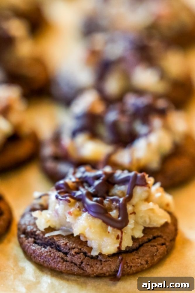 Coconut Pecan German Chocolate Cookies 6 Decadent chocolate cookies with a sweet coconut and chocolate drizzle, made simple with cake mix.