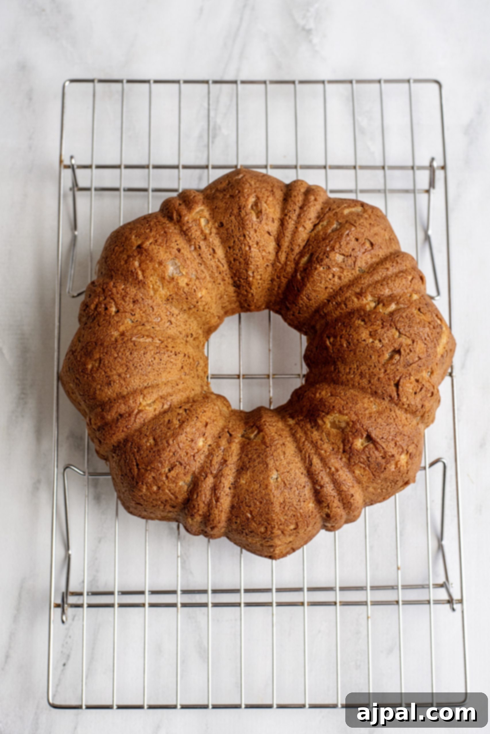 Decadent Caramel Apple Spice Cake Made Easy 7 An Easy Caramel Spice Cake Recipe cooling on a wire rack after baking, preparing for the delicious glaze.