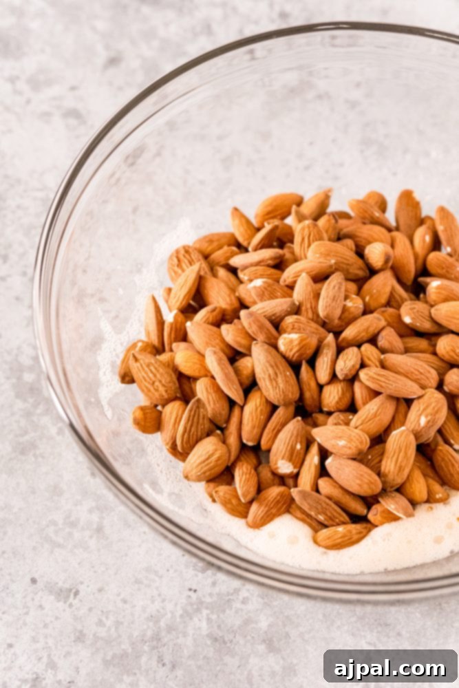 Picture of almonds and egg whites in a bowl