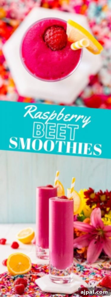 Vibrant Beet Raspberry Blend 13 Two vibrant protein-rich beet smoothies in glasses.