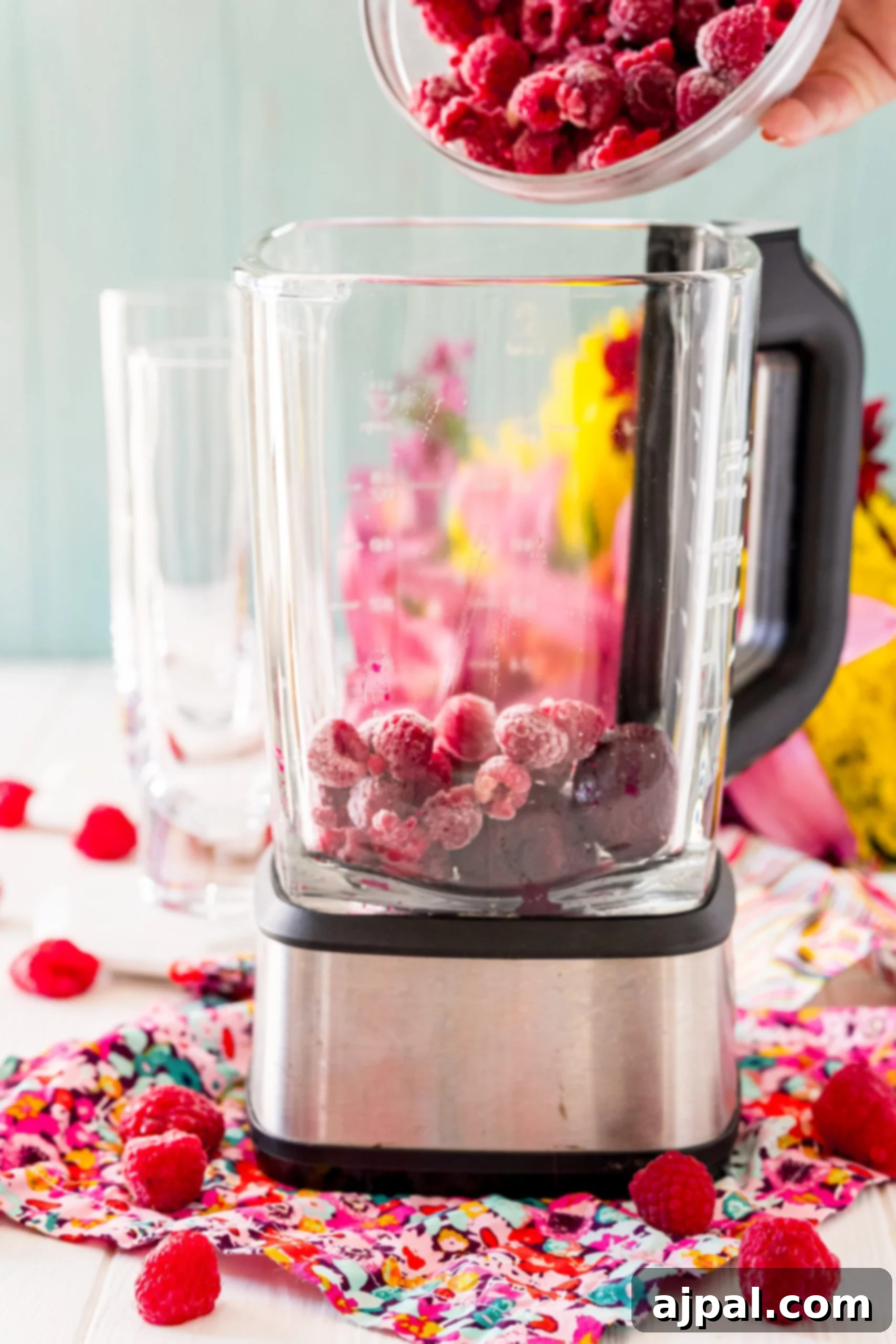 Vibrant Beet Berry Boost 9 The blending process for a protein-rich beet smoothie, showing the vibrant ingredients combining.