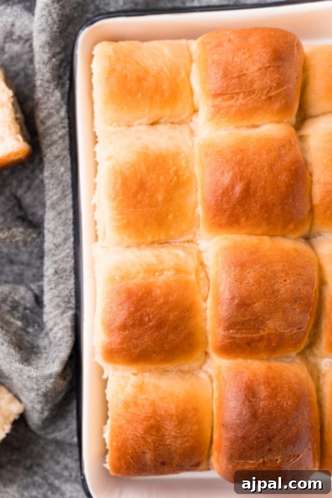 Effortless Melt-in-Your-Mouth Buttery Dinner Rolls 24 picture of soft buttery rolls in a baking dish
