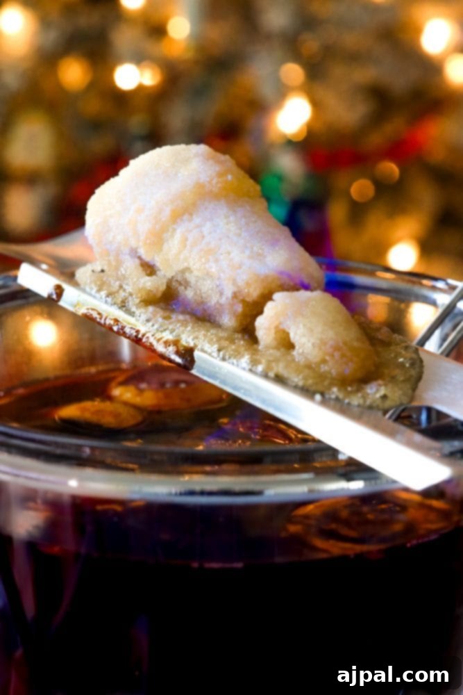 A punch bowl with a spoon, ready for serving Feuerzangenbowle, a traditional German burnt sugar punch, highlighting the tools for this unique beverage ritual.