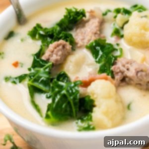 Simple Creamy Keto Tuscan Kale Soup 15 A keto soup recipe featuring zuppa toscana with tuscan kale.