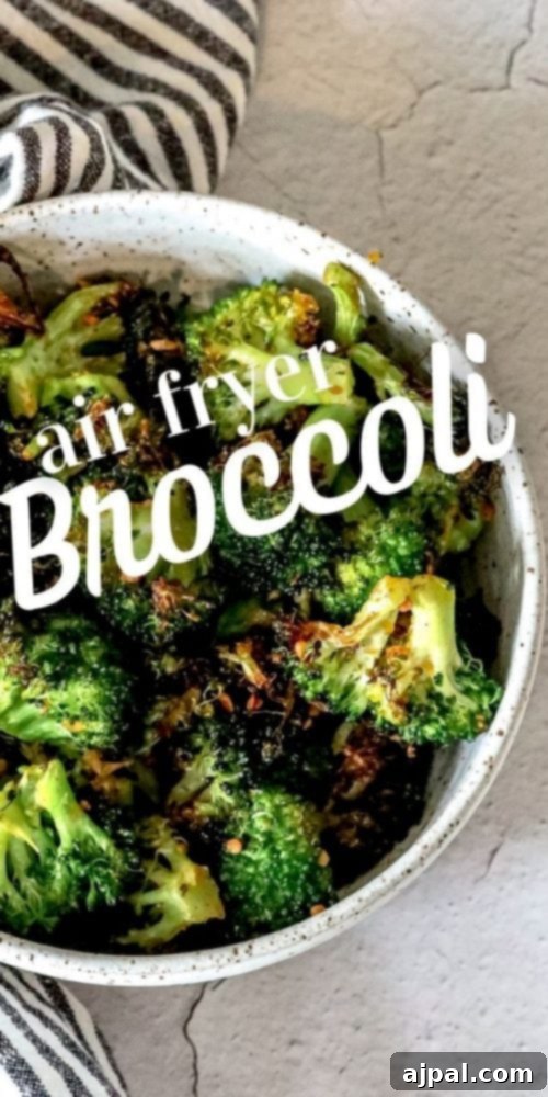 Crispy Air Fried Broccoli 6 Easy Air Fryer Broccoli Recipe presented beautifully on a serving dish.