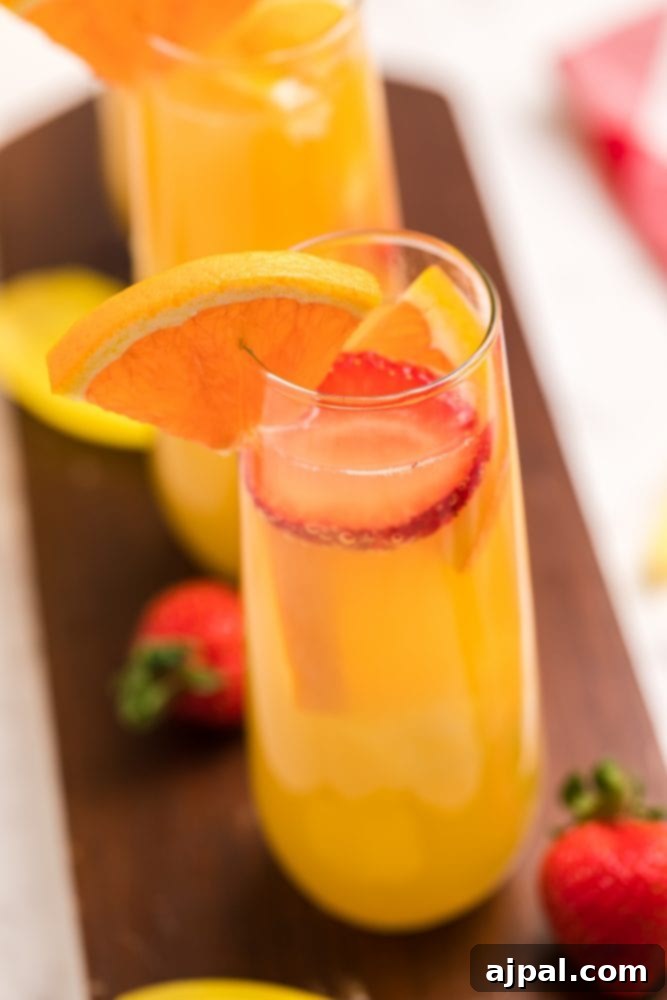 orange drinks in tall glasses with fruit in them