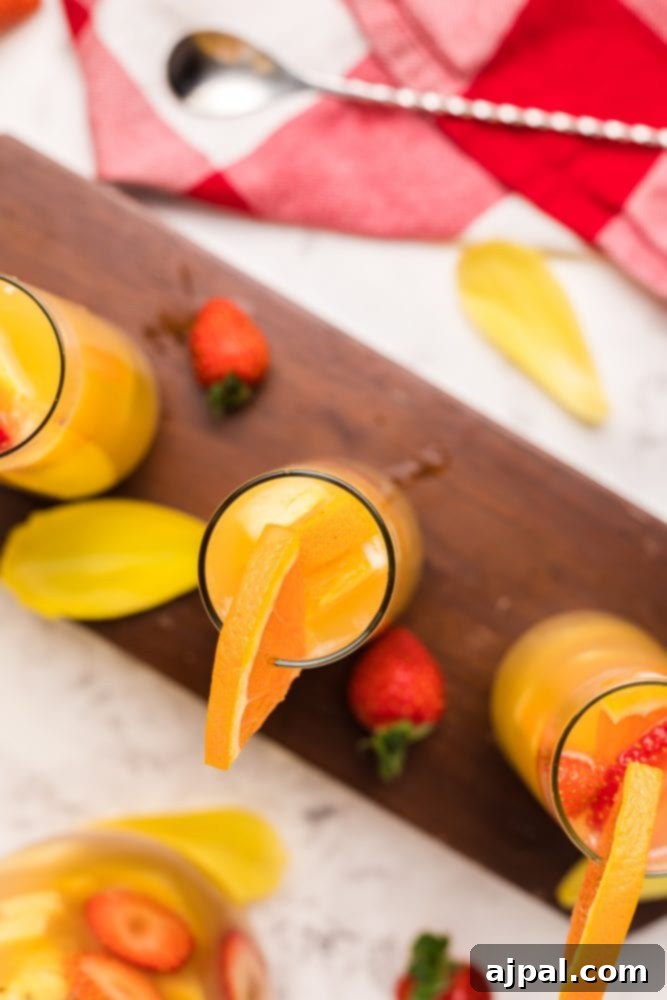 orange drinks in tall glasses with fruit in them