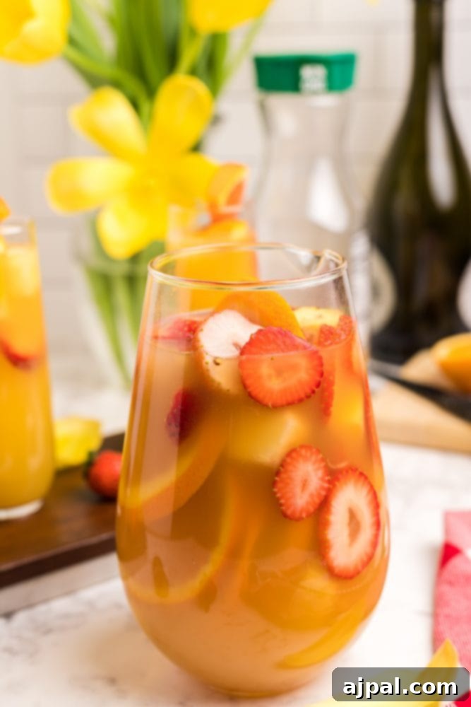 orange drinks in tall glasses with fruit in them
