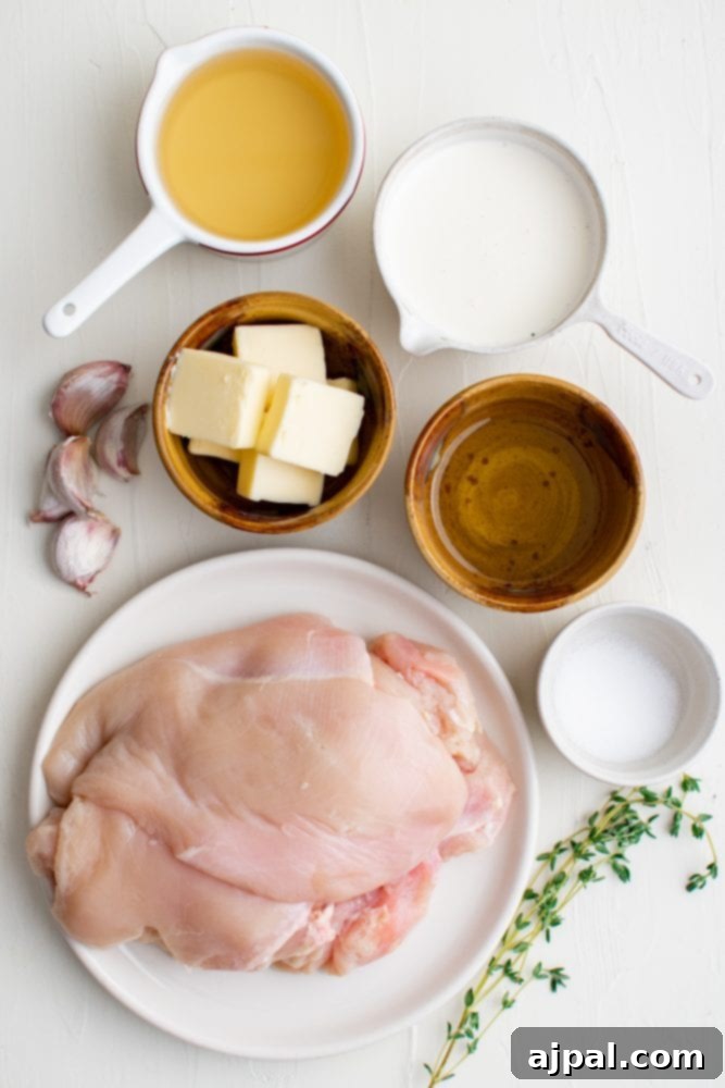 Creamy Garlic Chicken Made Simple 4 Creamy garlic chicken with butter and other ingredients.