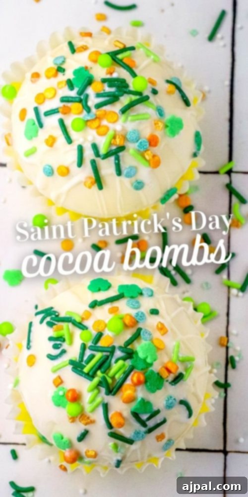 Lucky Green Saint Patrick's Hot Chocolate Bombs 7 Saint Patrick’s Day themed cocoa bombs made with a delicious white chocolate recipe.