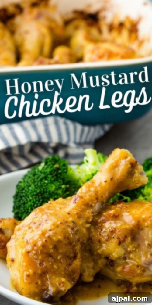 Glazed Honey Mustard Chicken Drumsticks 10 Honey mustard chicken drumsticks served with fresh broccoli on a white plate, highlighting a complete meal.