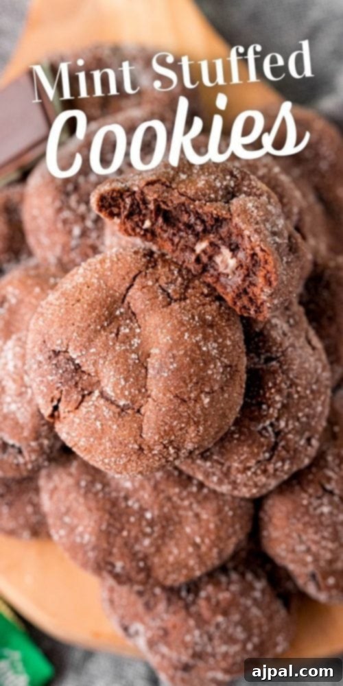 Andes Mint Lava Cookies 13 Easy Andes stuffed double chocolate mint cookies on a plate.