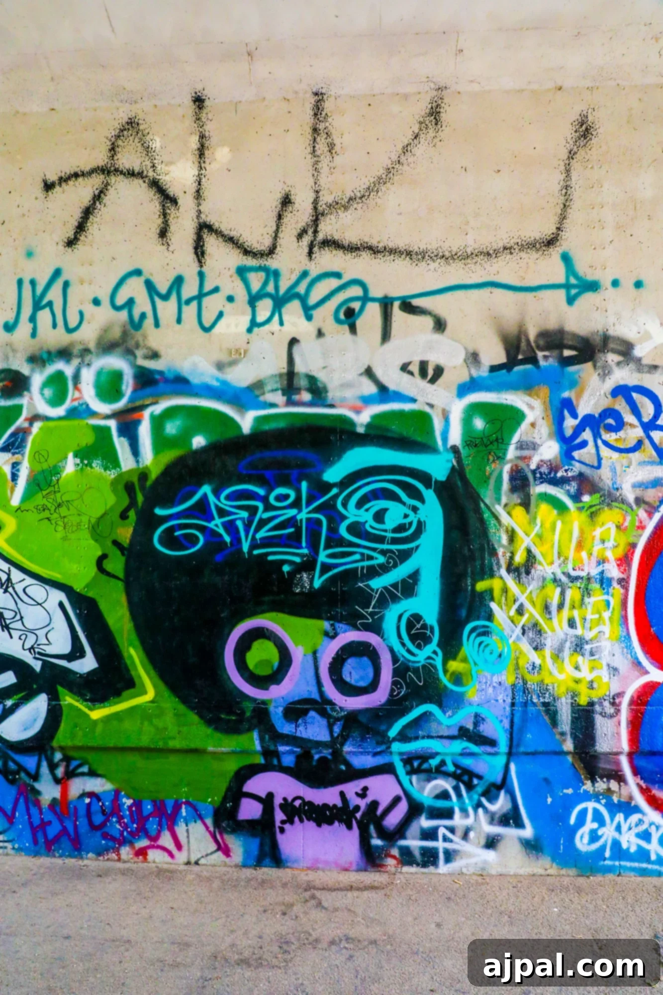 A vibrant, graffiti-covered section of the Berlin Wall, an iconic piece of history.