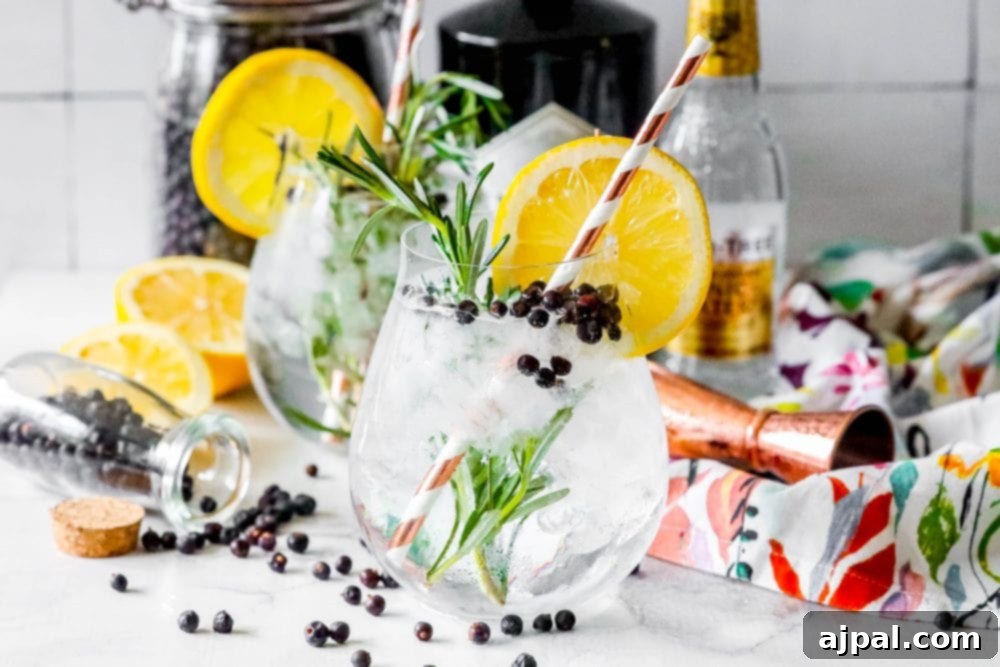 A refreshing twist on the classic gin and tonic featuring cardamom and juniper flavors.