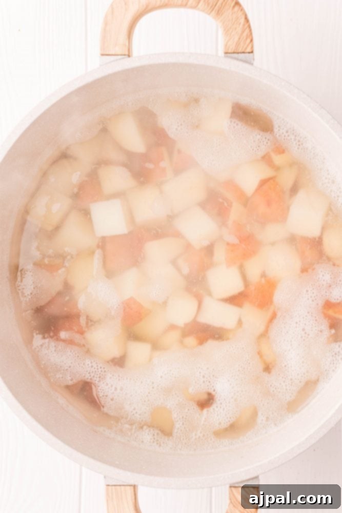 potatoes boiling in water