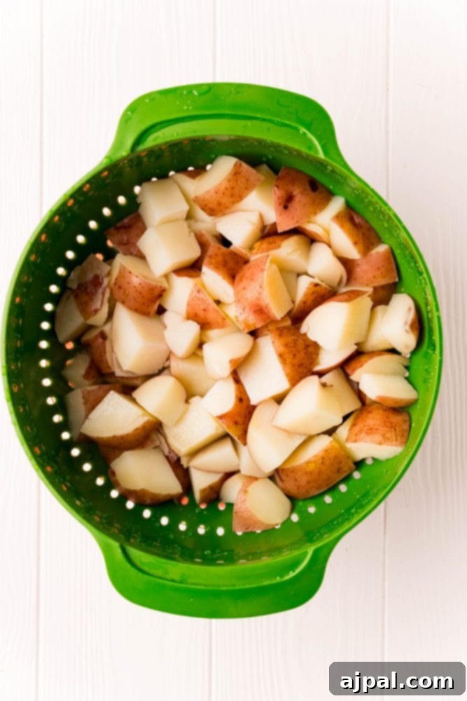 potatoes in colander
