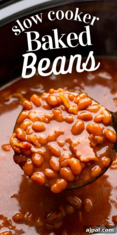 A delicious and easy slow cooker baked beans recipe, perfect for any meal or gathering.