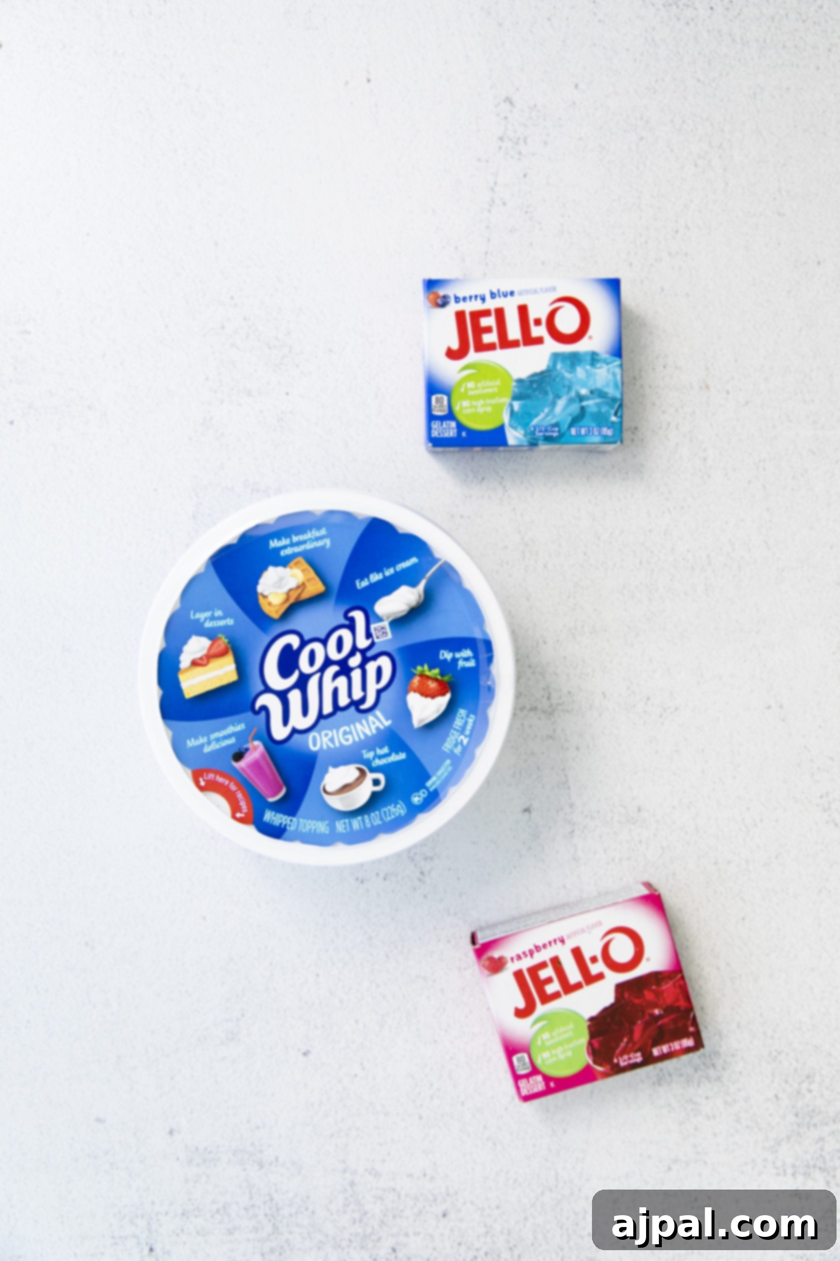 Star-Spangled Jello Cups 6 A bowl of red, white, and blue Fourth of July jello cups.