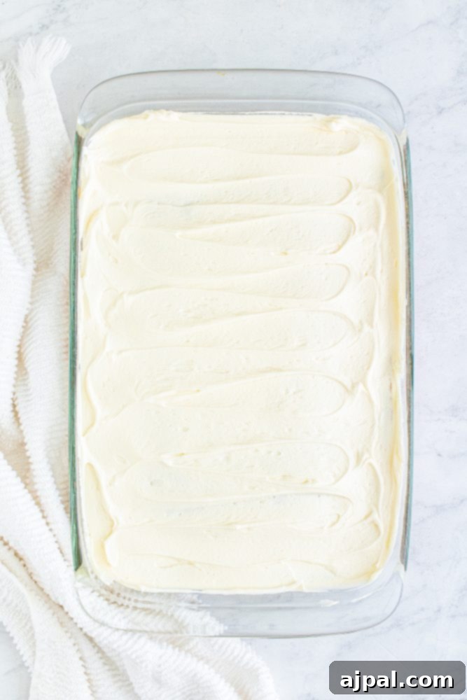 iced sheetcake in a pan
